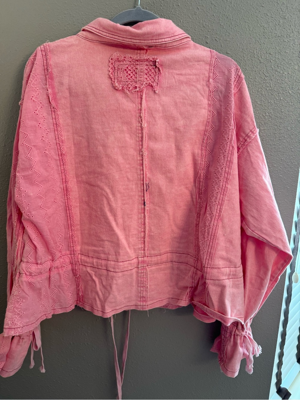 Oli & Hali Pink Lace-Panel Jean Jacket - Picture 6 of 8